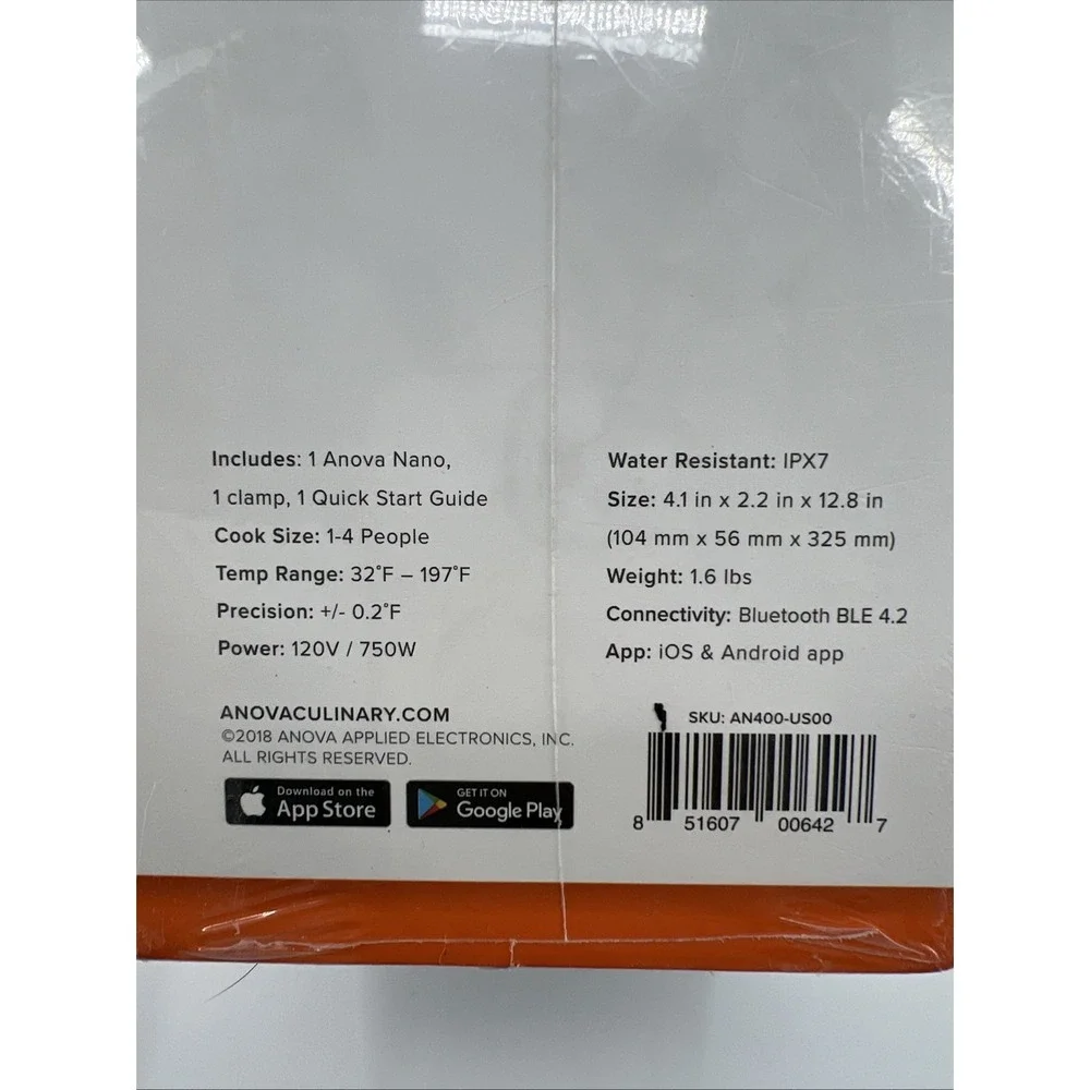 Anova Culinary Nano Sous Vide Bluetooth Precision Cooker